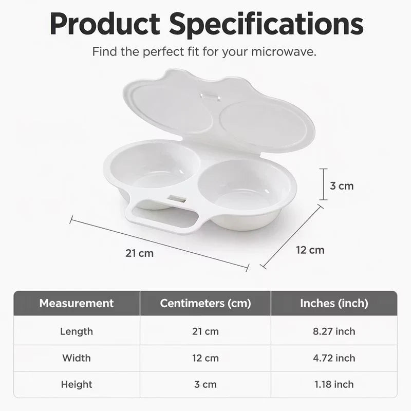 🥳2026 HOT SALE🥳💞50K+ SOLD! 🥗🎁 50% OFF! Microwave Egg Poacher——Dual‑cavity, non‑stick & easy clean. Healthier than frying – stock up & save! 🏠✅