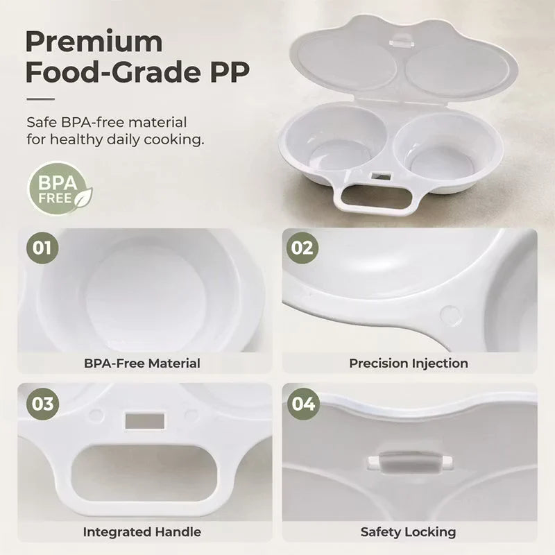 🥳2026 HOT SALE🥳💞50K+ SOLD! 🥗🎁 50% OFF! Microwave Egg Poacher——Dual‑cavity, non‑stick & easy clean. Healthier than frying – stock up & save! 🏠✅