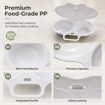 🥳2026 HOT SALE🥳💞50K+ SOLD! 🥗🎁 50% OFF! Microwave Egg Poacher——Dual‑cavity, non‑stick & easy clean. Healthier than frying – stock up & save! 🏠✅