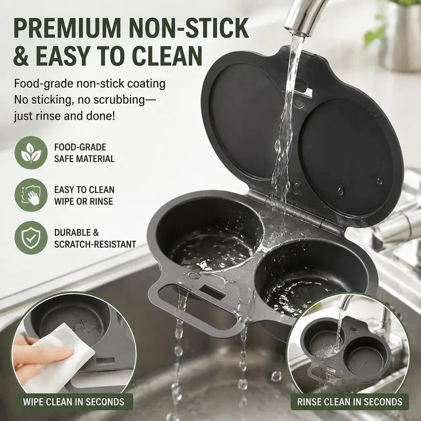 🥳2026 HOT SALE🥳💞50K+ SOLD! 🥗🎁 50% OFF! Microwave Egg Poacher——Dual‑cavity, non‑stick & easy clean. Healthier than frying – stock up & save! 🏠✅