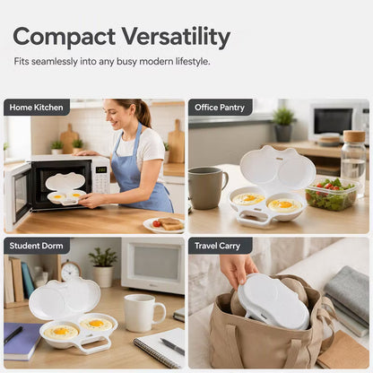 🥳2026 HOT SALE🥳💞50K+ SOLD! 🥗🎁 50% OFF! Microwave Egg Poacher——Dual‑cavity, non‑stick & easy clean. Healthier than frying – stock up & save! 🏠✅