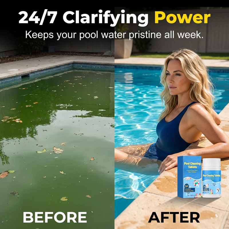 🏊‍♂️Pool Cleaning Tablets for Crystal Clear Water& Safe for Kids!